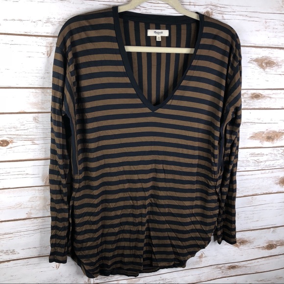 Madewell Anthem stripe oversized split sides top - Picture 3 of 8